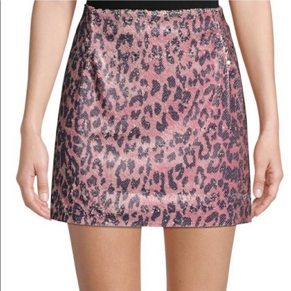 Free People Cheetah-Print Sequin Mini Skirt 0 NWT - Picture 6 of 6